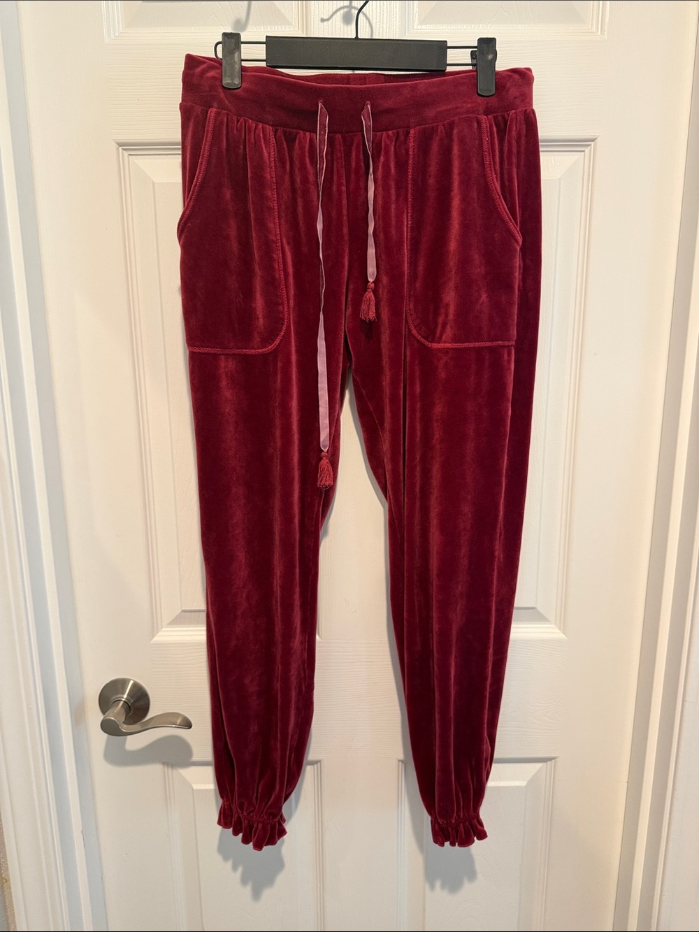 Gilligan & O'Malley Cozy Burgundy Velvet Sweats